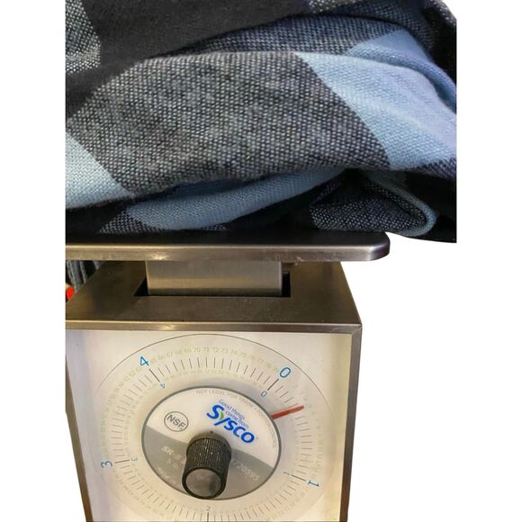 Blue Navy Buffalo Plaid Scarf Wrap Fringe Edge Cozy Soft Oversized Shawl Winter - Picture 7 of 7